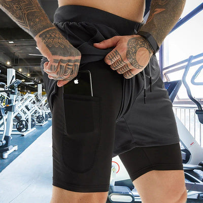 2022 Sport Shorts Men Sportswear Double-deck Running Shorts 2 In 1 Beach Bottoms Summer Gym Fitness Training Jogging Short Pants - Slobuy