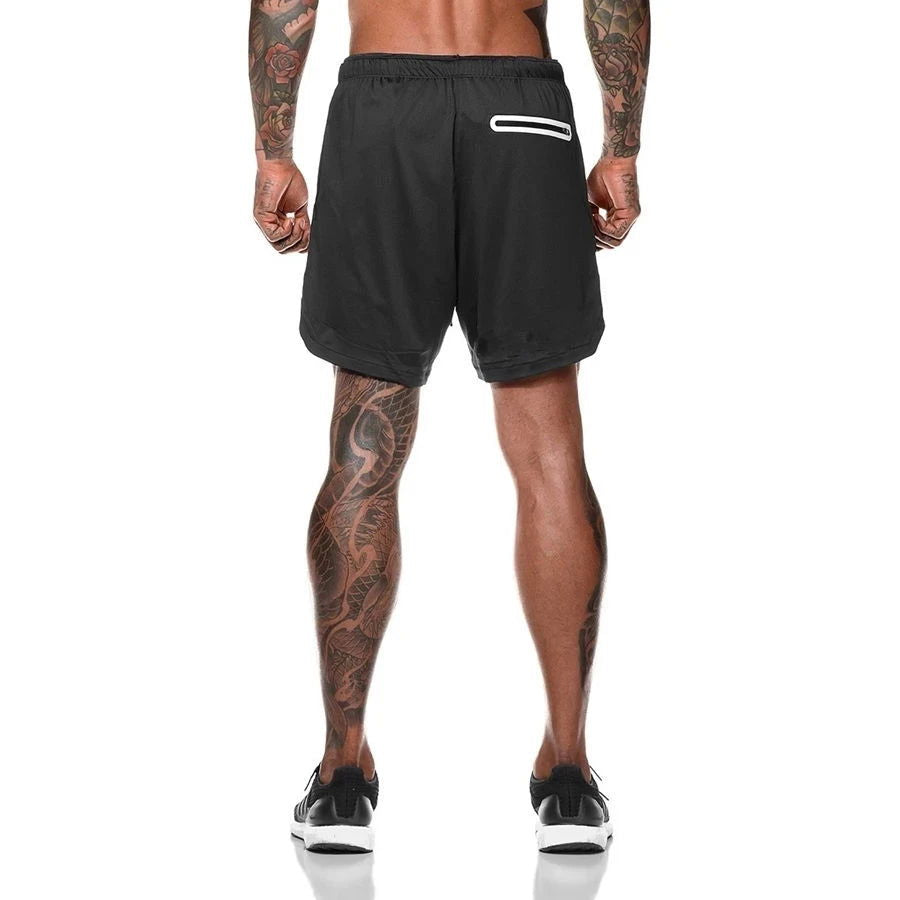 2022 Sport Shorts Men Sportswear Double-deck Running Shorts 2 In 1 Beach Bottoms Summer Gym Fitness Training Jogging Short Pants - Slobuy