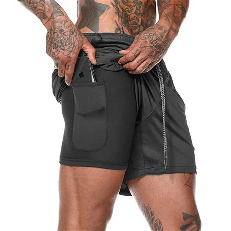 2022 Sport Shorts Men Sportswear Double-deck Running Shorts 2 In 1 Beach Bottoms Summer Gym Fitness Training Jogging Short Pants - Slobuy