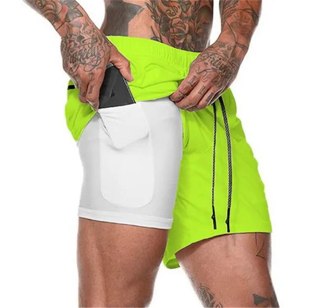 2022 Sport Shorts Men Sportswear Double-deck Running Shorts 2 In 1 Beach Bottoms Summer Gym Fitness Training Jogging Short Pants - Slobuy