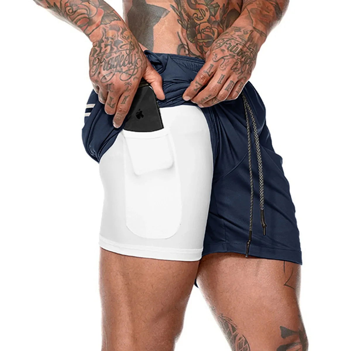 2022 Sport Shorts Men Sportswear Double-deck Running Shorts 2 In 1 Beach Bottoms Summer Gym Fitness Training Jogging Short Pants - Slobuy