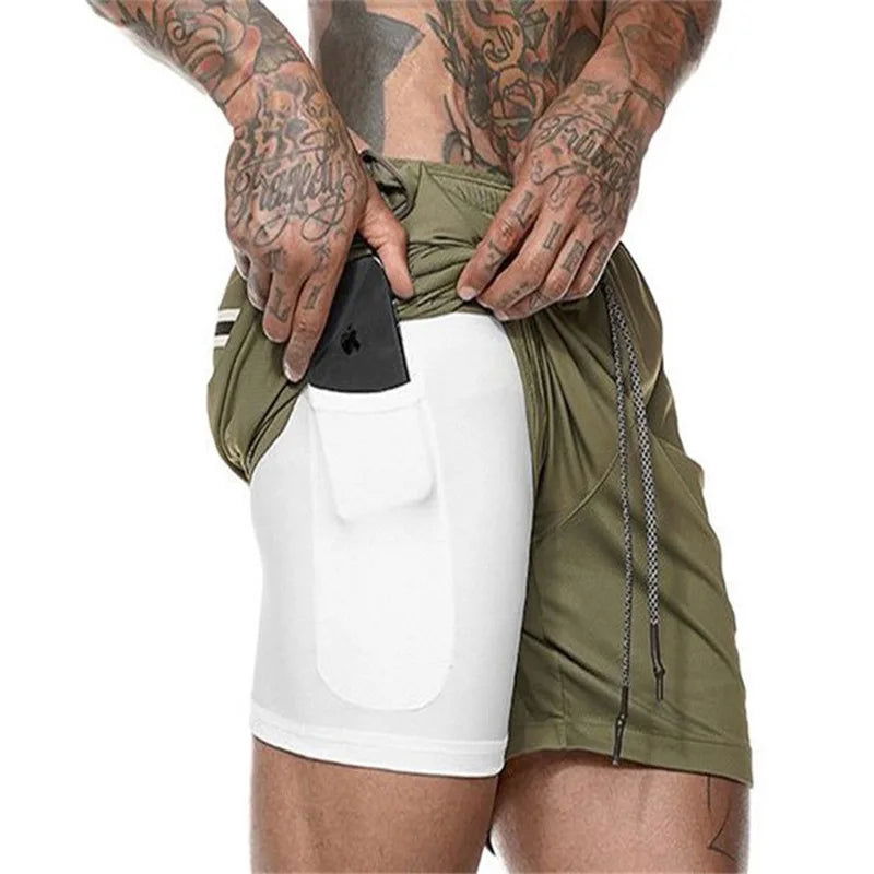 2022 Sport Shorts Men Sportswear Double-deck Running Shorts 2 In 1 Beach Bottoms Summer Gym Fitness Training Jogging Short Pants - Slobuy