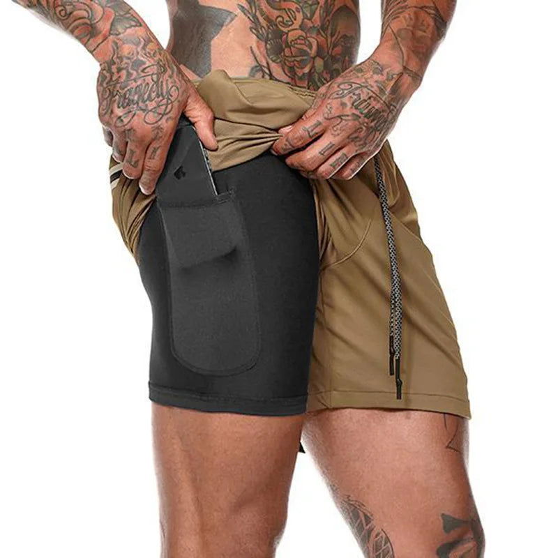 2022 Sport Shorts Men Sportswear Double-deck Running Shorts 2 In 1 Beach Bottoms Summer Gym Fitness Training Jogging Short Pants - Slobuy