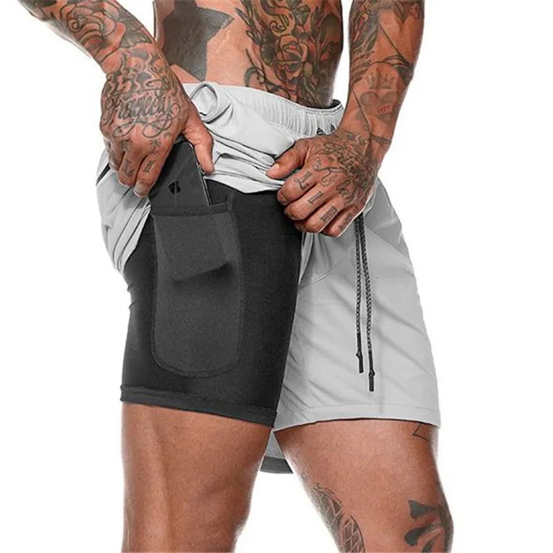 2022 Sport Shorts Men Sportswear Double-deck Running Shorts 2 In 1 Beach Bottoms Summer Gym Fitness Training Jogging Short Pants - Slobuy