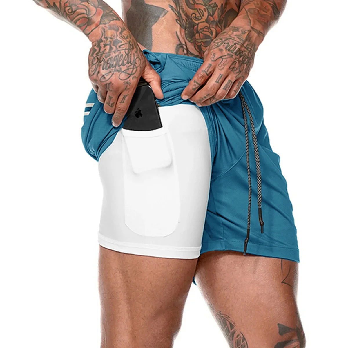 2022 Sport Shorts Men Sportswear Double-deck Running Shorts 2 In 1 Beach Bottoms Summer Gym Fitness Training Jogging Short Pants - Slobuy