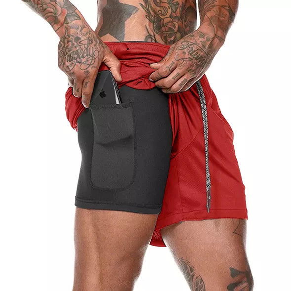 2022 Sport Shorts Men Sportswear Double-deck Running Shorts 2 In 1 Beach Bottoms Summer Gym Fitness Training Jogging Short Pants - Slobuy