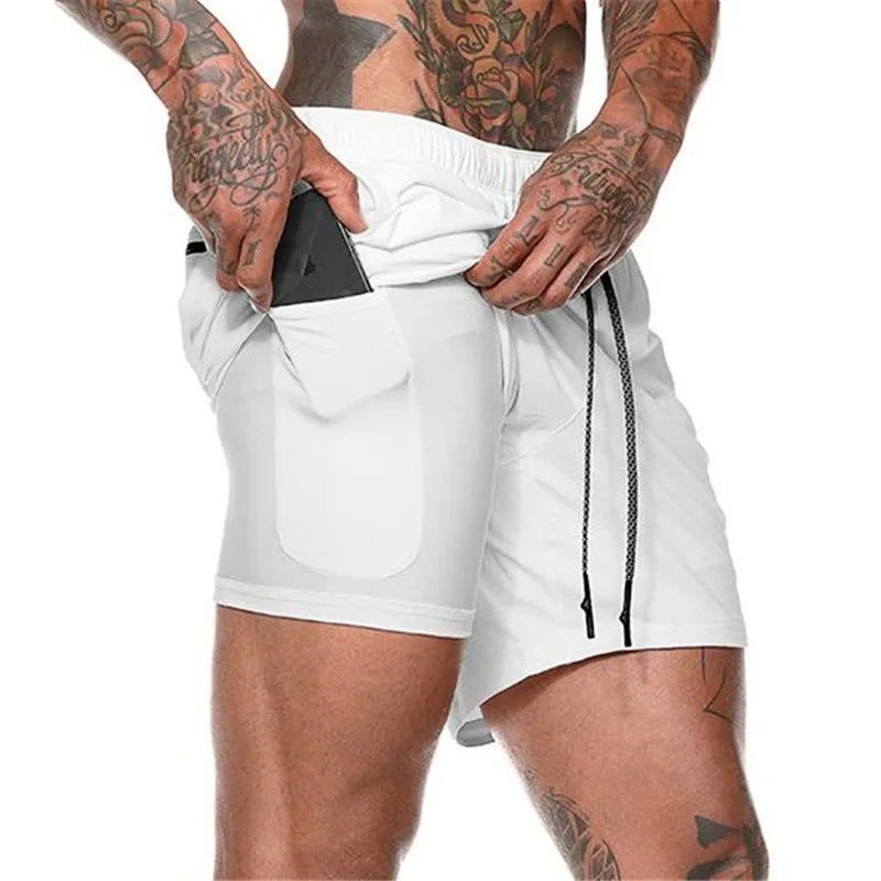 2022 Sport Shorts Men Sportswear Double-deck Running Shorts 2 In 1 Beach Bottoms Summer Gym Fitness Training Jogging Short Pants - Slobuy