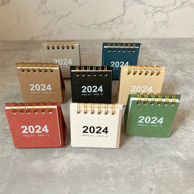 2023-2024 Retro Simple Solid Color Desk Calendar Desktop Paper Mini Stand Calendar Daily Table Planner Yearly Agenda Organizer - Slobuy