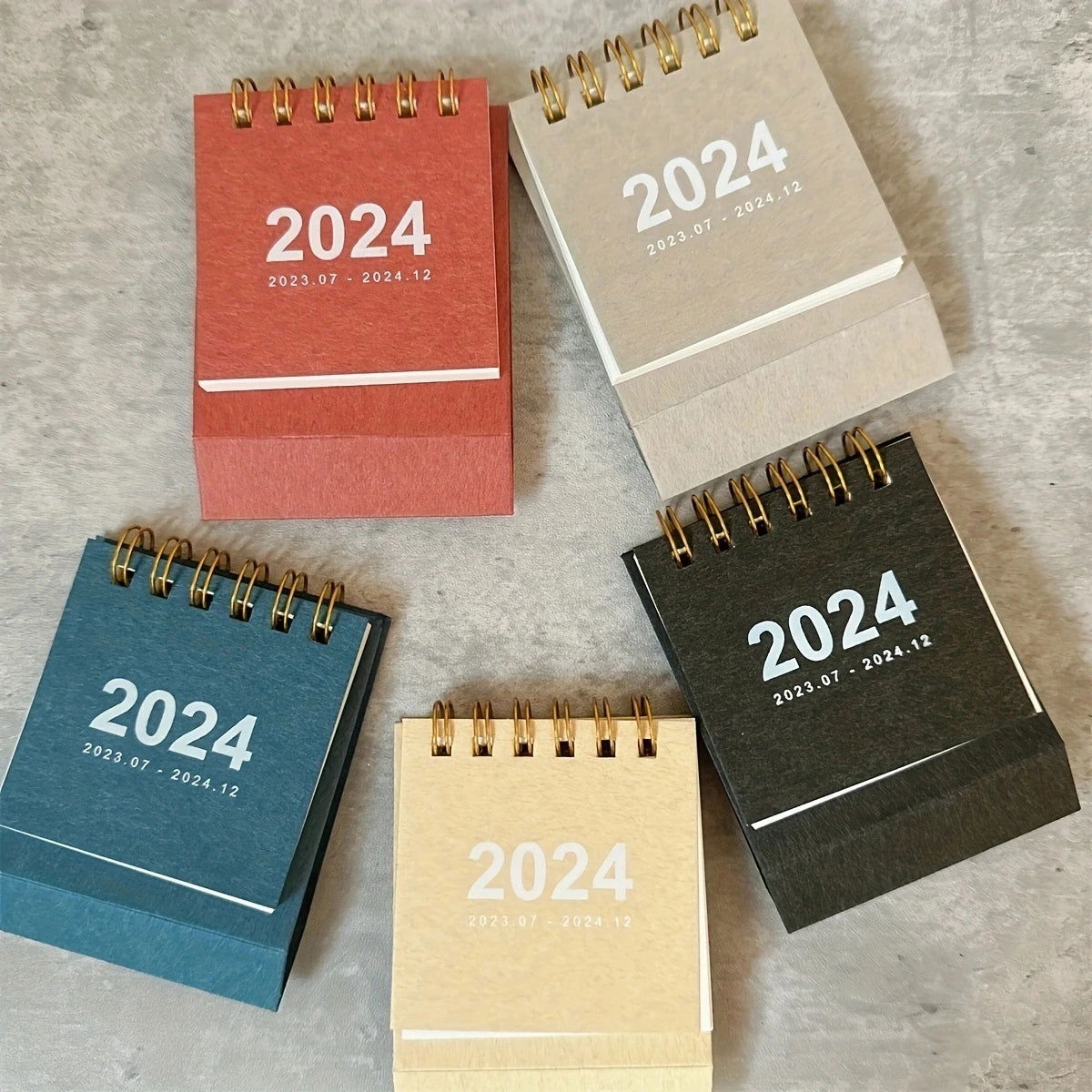 2023-2024 Retro Simple Solid Color Desk Calendar Desktop Paper Mini Stand Calendar Daily Table Planner Yearly Agenda Organizer - Slobuy