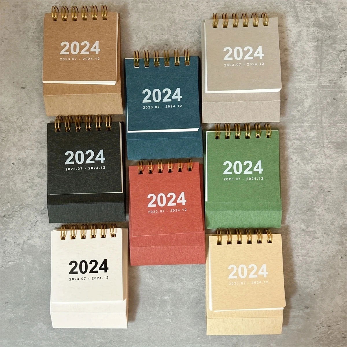 2023-2024 Retro Simple Solid Color Desk Calendar Desktop Paper Mini Stand Calendar Daily Table Planner Yearly Agenda Organizer - Slobuy