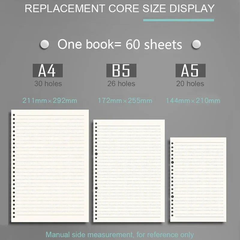 2023 Diary A5 B5 A4 Transparent Loose Leaf Binder Notebook Inner Core Cover Note Book Journal Planner Office Stationery Supplies - Slobuy