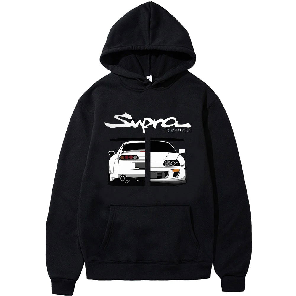 2023 Initial D Supra Hoodies Men's and Women's JDM Manga Print Loose Casual Long Sleeve Japanese Casual Sporty Sweatshirt - Slobuy