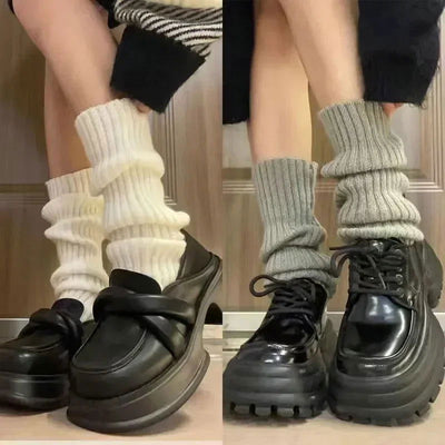 2023 Lolita Leg Warmers Women's Long Socks Wool Knitted Foot Cover Arm Warmer Y2K Autumn Winter Crochet Heap Socks Boot Cuffs - Slobuy
