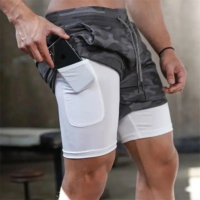 2023 Men Running Shorts 2 In 1 Double Deck Quick Dry Gym Sportswear Fitness Workout Hot Pants Male Training Shorts - Slobuy