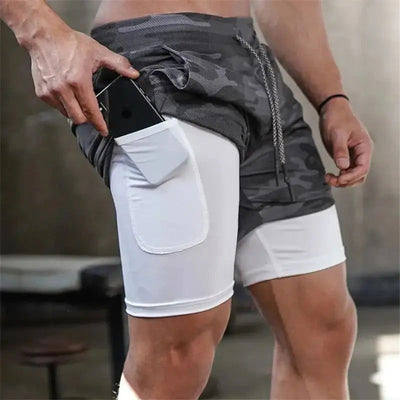 2023 Men Running Shorts 2 In 1 Double Deck Quick Dry Gym Sportswear Fitness Workout Hot Pants Male Training Shorts - Slobuy