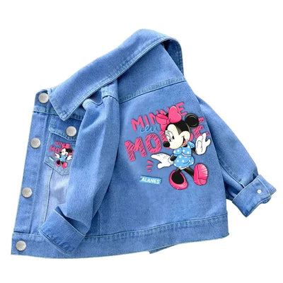 2023 New Baby Boys Girls Denim Mickey Minnie Mouse Jacket Coat Spring Autumn Children Outerwear Kids Cotton Clothes for 2-9 Year - Slobuy