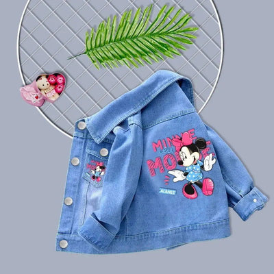 2023 New Baby Boys Girls Denim Mickey Minnie Mouse Jacket Coat Spring Autumn Children Outerwear Kids Cotton Clothes for 2-9 Year - Slobuy