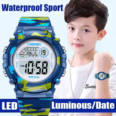 2023 New Boys Sports Military Kids Digital Watches Student Childrens Watch Fashion Luminous LED Alarm Camouflage Girls Clock - Slobuy