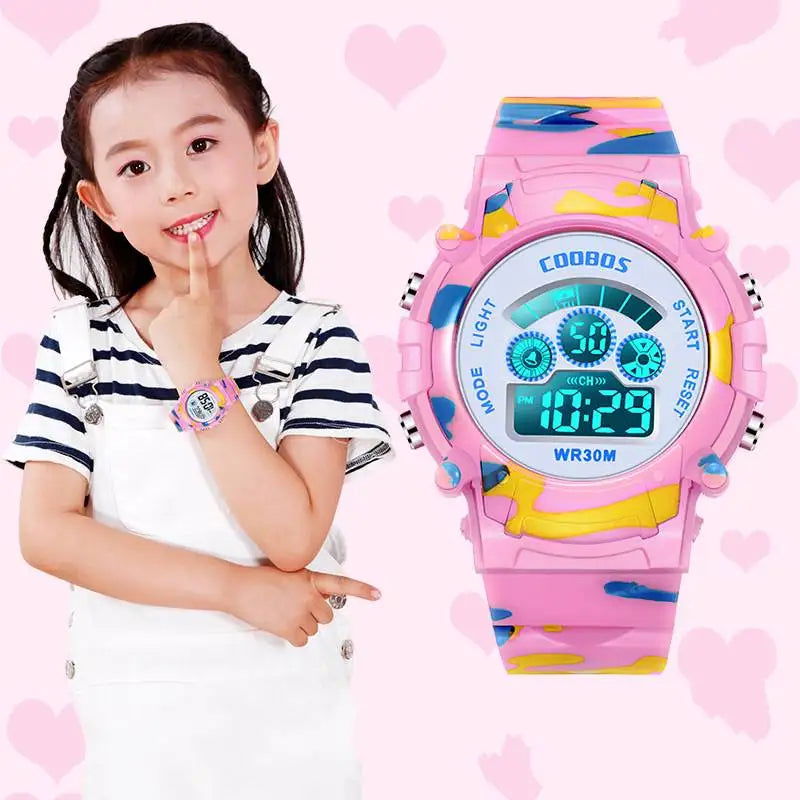 2023 New Boys Sports Military Kids Digital Watches Student Childrens Watch Fashion Luminous LED Alarm Camouflage Girls Clock - Slobuy