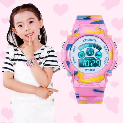 2023 New Boys Sports Military Kids Digital Watches Student Childrens Watch Fashion Luminous LED Alarm Camouflage Girls Clock - Slobuy