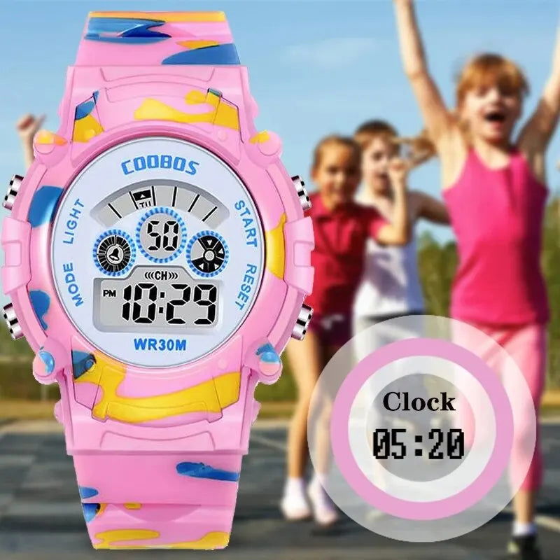 2023 New Boys Sports Military Kids Digital Watches Student Childrens Watch Fashion Luminous LED Alarm Camouflage Girls Clock - Slobuy