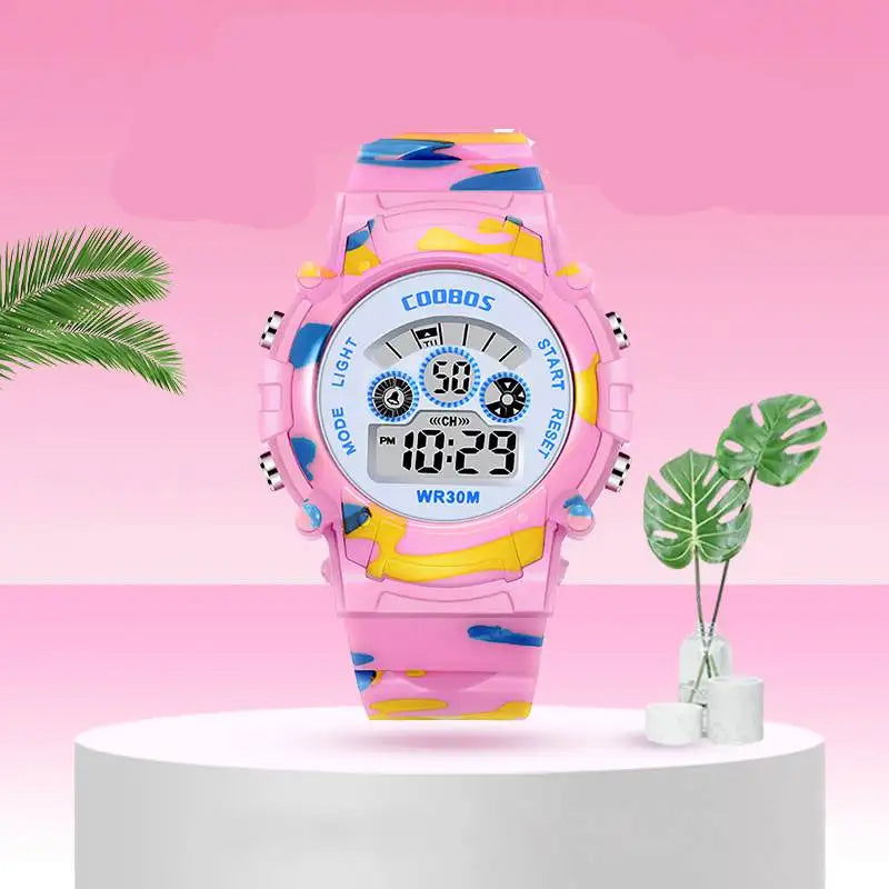 2023 New Boys Sports Military Kids Digital Watches Student Childrens Watch Fashion Luminous LED Alarm Camouflage Girls Clock - Slobuy