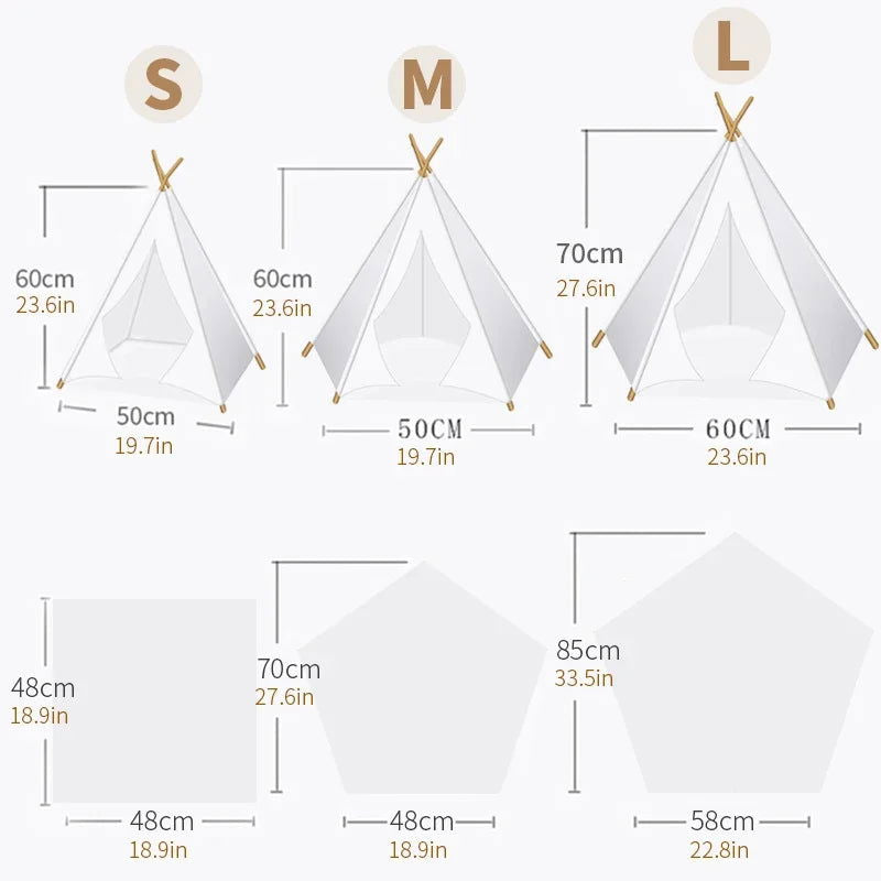 2023 New Dog Teepee Tent Stylish, Soft, Cozy Bed with Thick Plush Pad Washable Cat Houses Puppy Beds for Small Medium Dog Cats - Slobuy