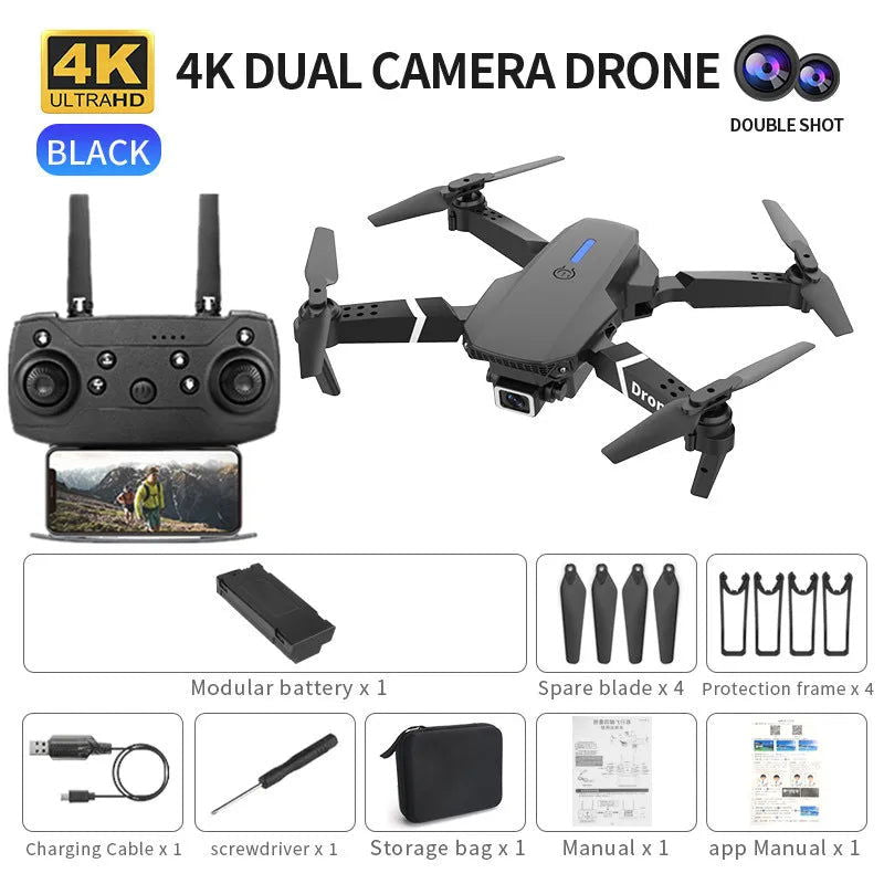 2023 New E88 Pro WIFI FPV Drone Wide Angle HD 4K 1080P Camera Altitude Holding RC Foldable Quadcopter Dron Helicopter Kids Toy G - Slobuy