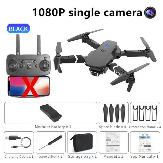 2023 New E88 Pro WIFI FPV Drone Wide Angle HD 4K 1080P Camera Altitude Holding RC Foldable Quadcopter Dron Helicopter Kids Toy G - Slobuy