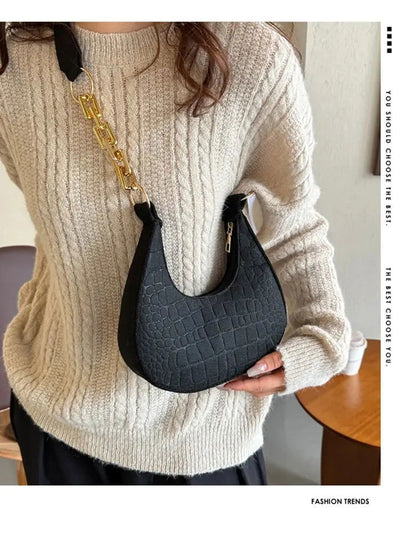 2023 New Fashion Chain Personality Trend Single Armpit Hundred With Crescent Moon Bag For Women - Slobuy
