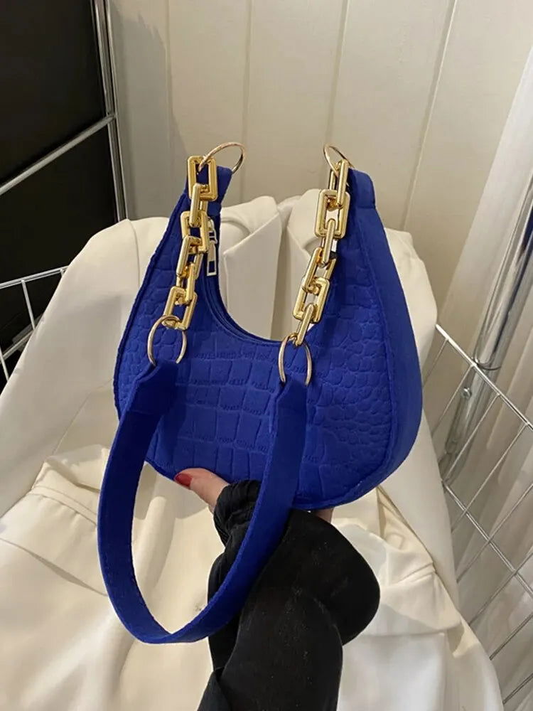 2023 New Fashion Chain Personality Trend Single Armpit Hundred With Crescent Moon Bag For Women - Slobuy