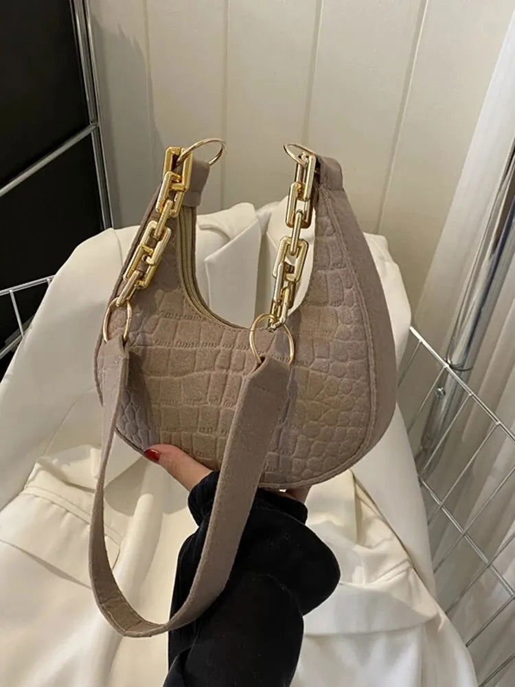 2023 New Fashion Chain Personality Trend Single Armpit Hundred With Crescent Moon Bag For Women - Slobuy