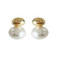 2023 New French Elegant Gold Color Bean Spliced Flat Pearl Earrings for Korean Fashion Jewelry Party Women's Sweet Accessories - Slobuy