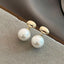 2023 New French Elegant Gold Color Bean Spliced Flat Pearl Earrings for Korean Fashion Jewelry Party Women's Sweet Accessories - Slobuy