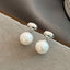 2023 New French Elegant Gold Color Bean Spliced Flat Pearl Earrings for Korean Fashion Jewelry Party Women's Sweet Accessories - Slobuy