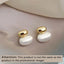 2023 New French Elegant Gold Color Bean Spliced Flat Pearl Earrings for Korean Fashion Jewelry Party Women's Sweet Accessories - Slobuy