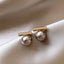 2023 New French Elegant Gold Color Bean Spliced Flat Pearl Earrings for Korean Fashion Jewelry Party Women's Sweet Accessories - Slobuy