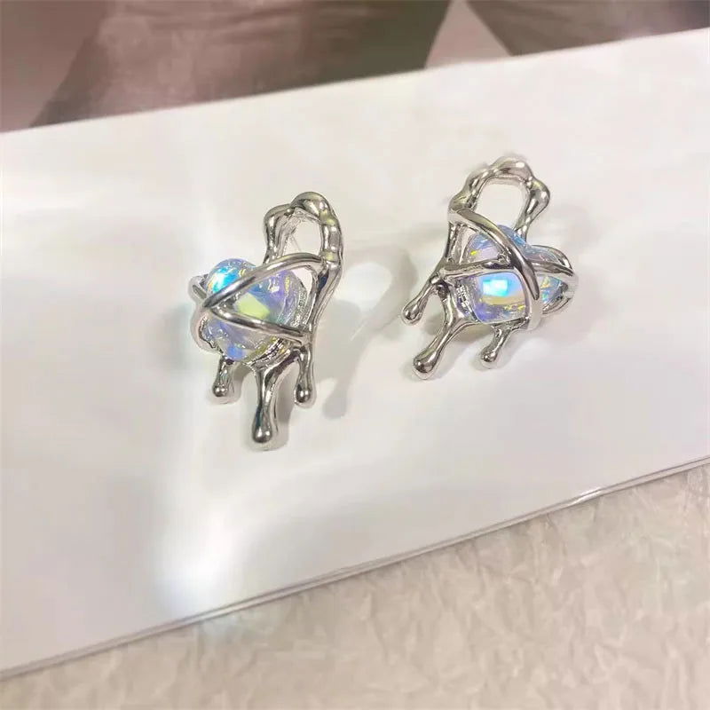 2023 New French Elegant Gold Color Bean Spliced Flat Pearl Earrings for Korean Fashion Jewelry Party Women's Sweet Accessories - Slobuy