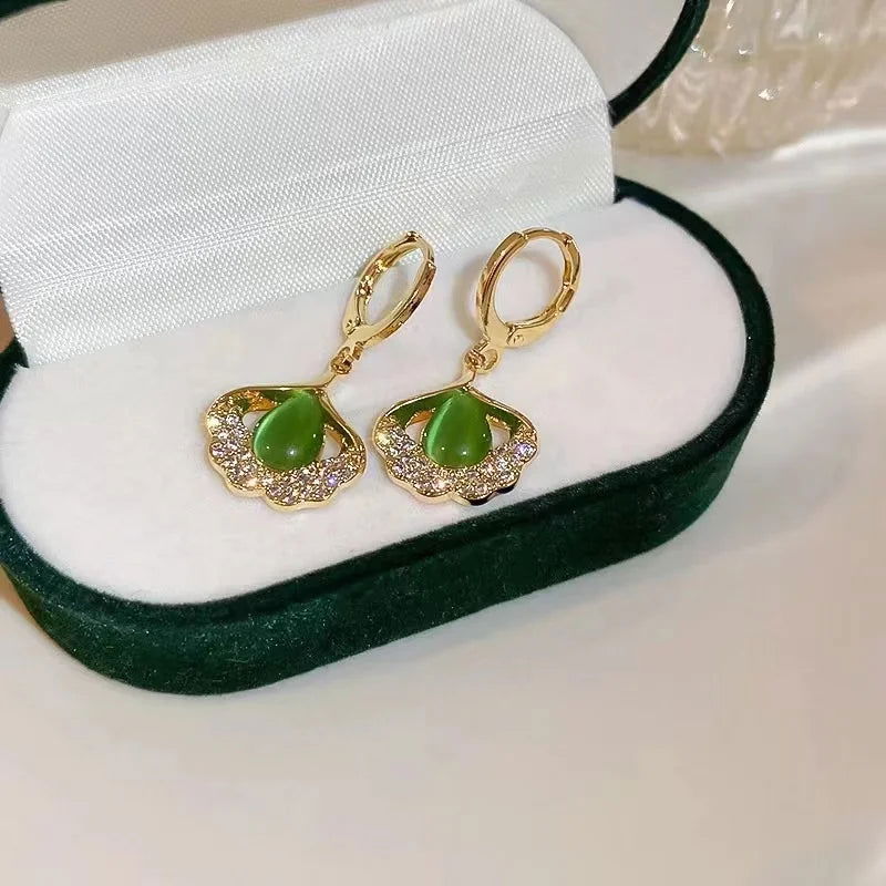 2023 New French Elegant Gold Color Bean Spliced Flat Pearl Earrings for Korean Fashion Jewelry Party Women's Sweet Accessories - Slobuy