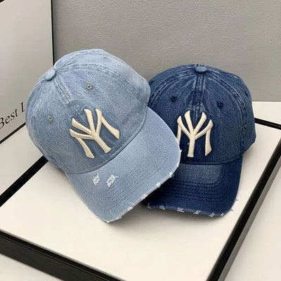2023 New Luxury Brand MY Embroidered Washed Denim Baseball Cap for Men High Quality Black Vintage Y2k Dad Hats Gorras Hombre - Slobuy