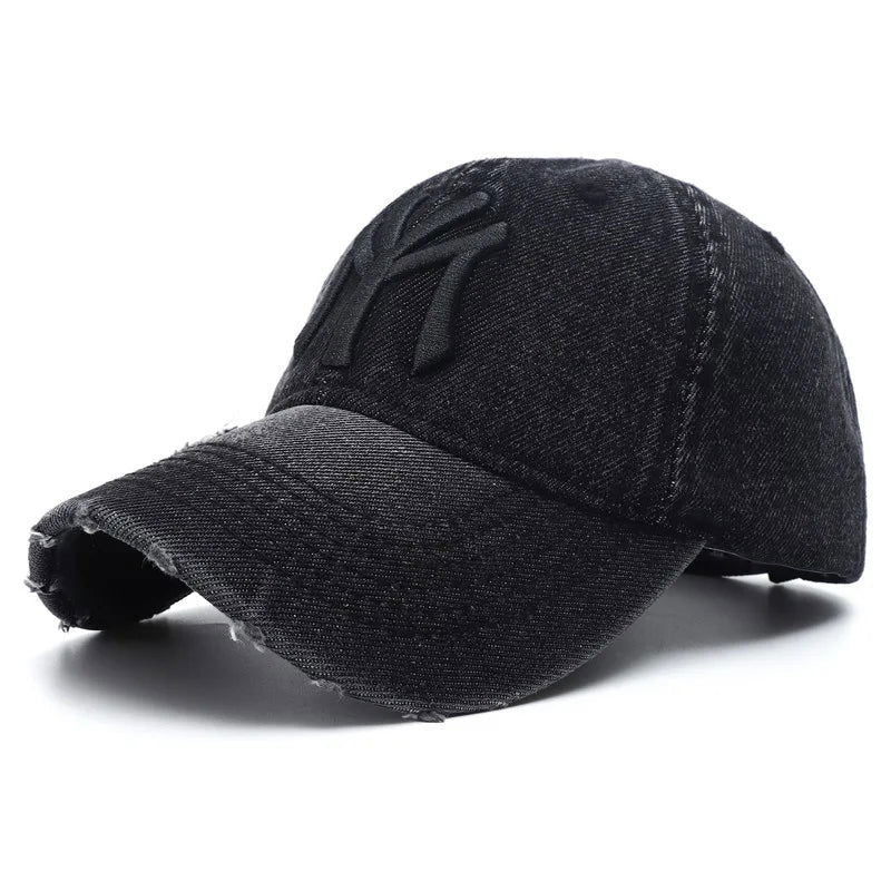 2023 New Luxury Brand MY Embroidered Washed Denim Baseball Cap for Men High Quality Black Vintage Y2k Dad Hats Gorras Hombre - Slobuy