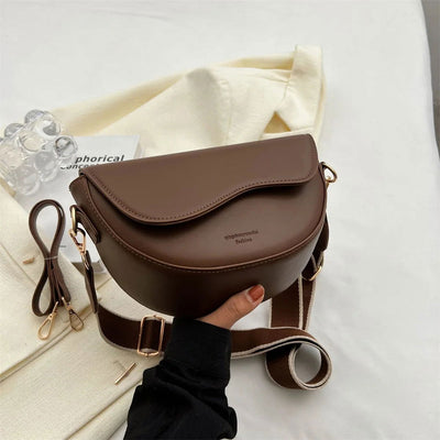 2023 New Pu Leather Women'S Crossbody Bags With Stylish Red Wide Shoulder Strap Fashionable Shoulder Solid Color Underarm Bags - Slobuy