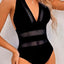 2023 New Sexy Mesh Patchwork Swimwear Women One Piece Swimsuit Female Deep V-neck Bathing Suit Beach Wear Push Up Monokini Swim - Slobuy