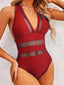 2023 New Sexy Mesh Patchwork Swimwear Women One Piece Swimsuit Female Deep V-neck Bathing Suit Beach Wear Push Up Monokini Swim - Slobuy