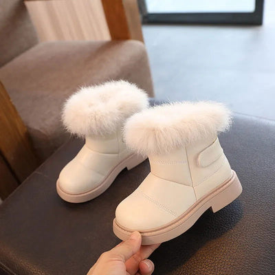 2023 New Solid Color Britain Style Girls Casual Boots Plush Winter Soft Baby Boys Short Boots Kids Shoes Children Drop Shipping - Slobuy