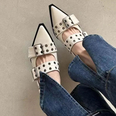 2023 New Women Chunky Sandals Summer Shoes Fashion Mid Heels Pointed Toe Party Shoes Brand Casual Shoes Mujer Slippers Zapatos - Slobuy