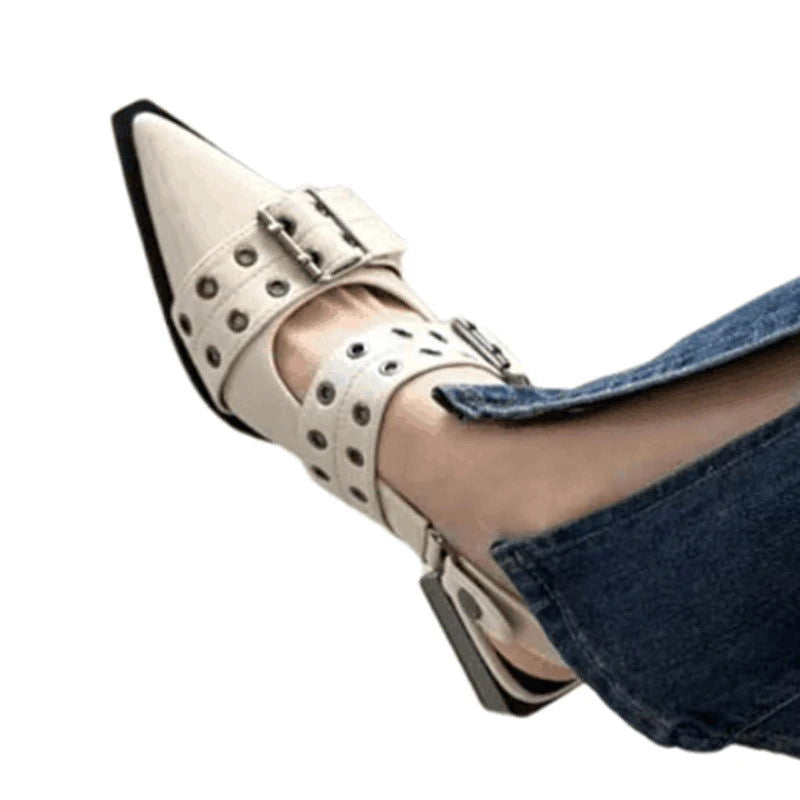 2023 New Women Chunky Sandals Summer Shoes Fashion Mid Heels Pointed Toe Party Shoes Brand Casual Shoes Mujer Slippers Zapatos - Slobuy