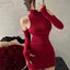 2023 New Women's Mini Dress Sleeveless Pleated Skinny Dress High Neck Lace Up Autumn Black Tight Elastic Party Tank Dresses - Slobuy