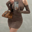 2023 New Women's Mini Dress Sleeveless Pleated Skinny Dress High Neck Lace Up Autumn Black Tight Elastic Party Tank Dresses - Slobuy