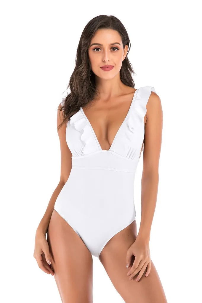 2023 One Piece Swimsuit Women Ruffle Swimwear Push Up Monokini Bodysuit Swimsuit Female Bathing Suit Summer Beach Wear - Slobuy